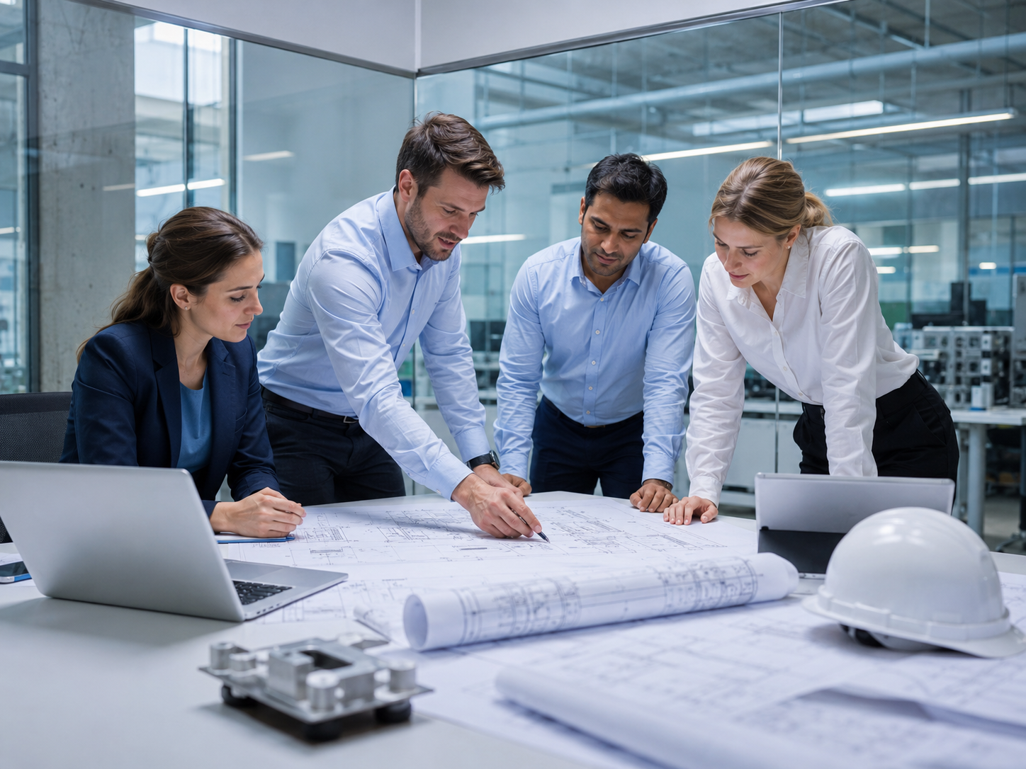 Engineering Team Reviewing Industrial Project